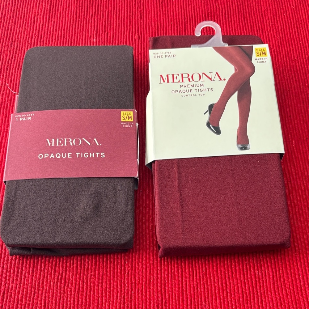 Merona Premium Opaque Tights in Brown and Red